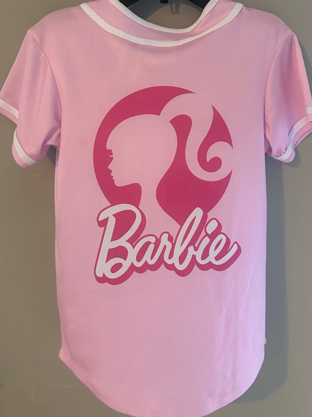 Barbie Pink Baseball-Style Button Front Top - Picture 3 of 4